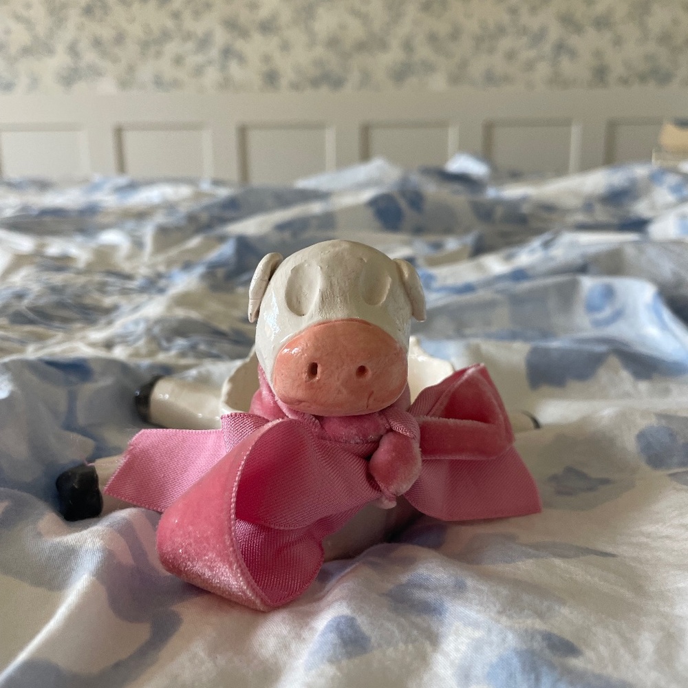 Handmade cow jewelry dish